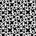 X pattern vector seamless background. Black and white grunge texture with crosses or pluses. Royalty Free Stock Photo