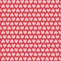 Hand-painted hearts with colorful spots seamless pattern red background