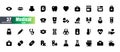 24x24 Pixel Perfect. Basic Medical Healthcare Essential Set. Solid Glyph Icons. For App, Web, Print. Round Cap and Round Corner. Royalty Free Stock Photo