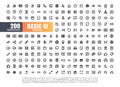 24x24 Pixel Perfect Basic User Interface Essential Set. 200 Line Outline Icons. For App, Web, Print. Editable Stroke Royalty Free Stock Photo