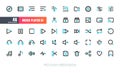 24x24 Pixel Perfect. Multimedia Players User Interface UI. Bicolor Line Outline Icons. For App, Web, Print. 2 Pixel Stroke Wide