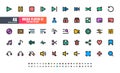 24x24 Pixel Perfect. Multimedia Players User Interface UI. Flat Filled Color Line Outline Icons. For App, Web, Print. Editable
