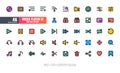 24x24 Pixel Perfect. Multimedia Players User Interface UI. Gradient Flat Filled Color Line Outline Icons. For App, Web, Print.