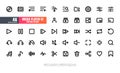 24x24 Pixel Perfect. Multimedia Players User Interface UI. Line Outline Icons. For App, Web, Print. Editable Stroke. 2 Pixel