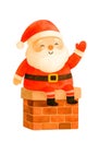 Watercolor Santa Claus Sitting on Chimney Cute Christmas Illustration Clipart Royalty Free Stock Photo