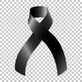 Mourning ribbon on transparent background