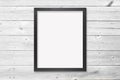 4x5 Ratio Black Frame Art Mockup on Wood Wall