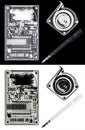 X-ray of a Calculator, a Self-retracting metal tape measure and a Ballpoint pen