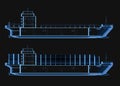 X-ray cargo ship or vessel isolated on black