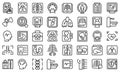 X-ray examination icons set outline vector. Hospital room