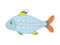 Cute x-ray fish cartoon. Vector. Royalty Free Stock Photo