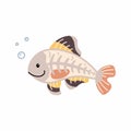 X-ray fish. Cute hand drawn sea world doodle character