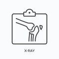 X-ray flat line icon. Vector outline illustration of radiology scan . Black thin linear pictogram for medical body