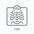 X-ray flat line icon. Vector outline illustration of radiology scan. Black thin linear pictogram for medical test Royalty Free Stock Photo