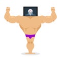 X-ray head bodybuilder. large muscles and small brain. Structure Royalty Free Stock Photo