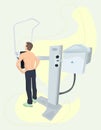 X-ray illustration. Man, x-ray, machine. Editable vector graphic design. Royalty Free Stock Photo