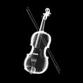 X-ray Image of Classical Violin with Bow. 3d Rendering