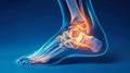 An x-ray image of a human ankle joint with highlighted pain area Royalty Free Stock Photo