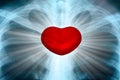 X-Ray Image Of Human Chest with Energy Radiating From Heart Chakra Royalty Free Stock Photo