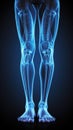 X-ray of legs of a male human, blue tone radiograph on a black background, Ai generative Royalty Free Stock Photo