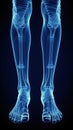 X-ray of legs of a male human, blue tone radiograph on a black background, Ai generative Royalty Free Stock Photo