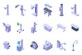 X-ray machine icons set isometric vector. Medical device Royalty Free Stock Photo