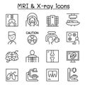 X-ray, MRI & Medical diagnostic icon set in thin line style