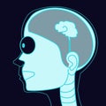 X-ray picture human head with small brain vector