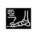 x-ray radiograph of foot gout diesase glyph icon vector illustration