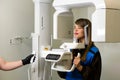 X-ray technician makes CT scan of jaw Royalty Free Stock Photo