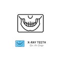 X-ray teeth icon, Panoramic radiograph x-ray jaw sign. Dental Care clinic logo, Stomatology office logotype. Thin line