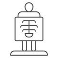 X-ray thin line icon, Medical tests concept, chest radiography sign on white background, body radiography icon in Royalty Free Stock Photo