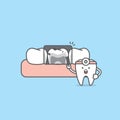 X-ray with Tooth characters bad condition illustration vector