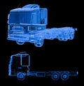 X-ray trailer truck or lorry on black background Royalty Free Stock Photo