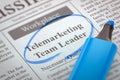 We're Hiring Telemarketing Team Leader. 3D.