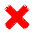 X red cross brush paint stroke. Royalty Free Stock Photo