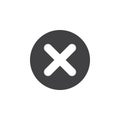 X, remove flat icon. Round simple button, circular vector sign.
