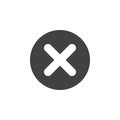 X, remove flat icon. Round simple button, circular vector sign.