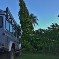 4x4 roadtrip in the carribean. Tropical forest discovery in an old 4x4 defender