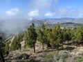 Distan view of "Roque Nublo", a landmark on Gran Canaria island in Spain Royalty Free Stock Photo