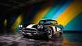 1960's Chevrolet Corvette Automotive Art on a colorful background, AI-generated. Royalty Free Stock Photo