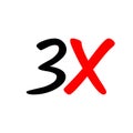 3x sign icon