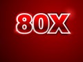 80x sign in red background Royalty Free Stock Photo