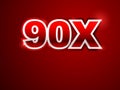 90x sign in red background Royalty Free Stock Photo