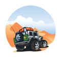 4x4 SUV in desert off road with obstacles. Royalty Free Stock Photo