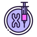 X syringe icon outline vector. Lab gene