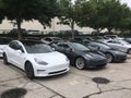 3x Tesla Model 3 EVs Royalty Free Stock Photo