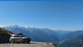 4x4 Toyota 4Runner car  offroad alpine with a view of  Mountains Royalty Free Stock Photo