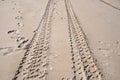 4x4 tyre tracks crisscrossing Tire tracks on the sand texture background Royalty Free Stock Photo