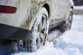 4x4 tyres in snow Royalty Free Stock Photo